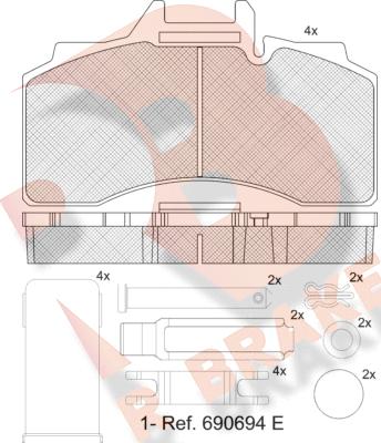 R Brake RB2047-066 - Kit pastiglie freno, Freno a disco autozon.pro