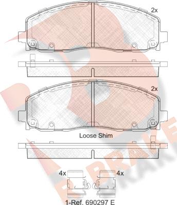 R Brake RB2054 - Kit pastiglie freno, Freno a disco autozon.pro