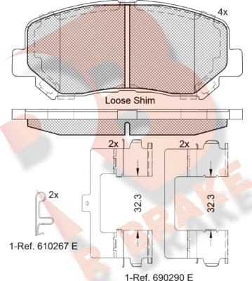 R Brake RB2055 - Kit pastiglie freno, Freno a disco autozon.pro