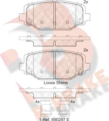 R Brake RB2053 - Kit pastiglie freno, Freno a disco autozon.pro