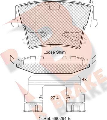 R Brake RB2069 - Kit pastiglie freno, Freno a disco autozon.pro