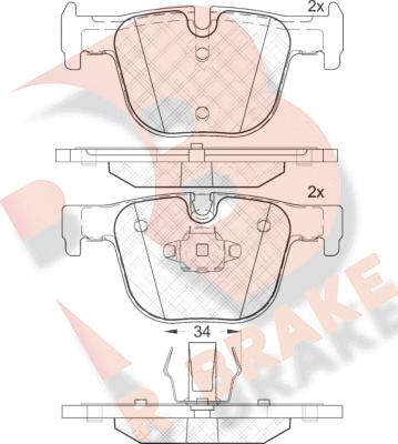 R Brake RB2064 - Kit pastiglie freno, Freno a disco autozon.pro