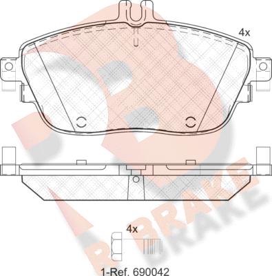 R Brake RB2061 - Kit pastiglie freno, Freno a disco autozon.pro