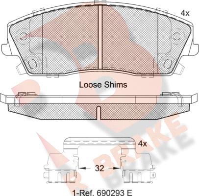 R Brake RB2067 - Kit pastiglie freno, Freno a disco autozon.pro