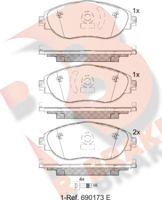 R Brake RB2018204 - Kit pastiglie freno, Freno a disco autozon.pro