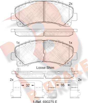 R Brake RB2082 - Kit pastiglie freno, Freno a disco autozon.pro