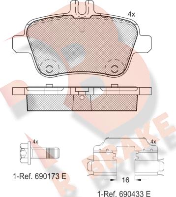 R Brake RB2039-067 - Kit pastiglie freno, Freno a disco autozon.pro