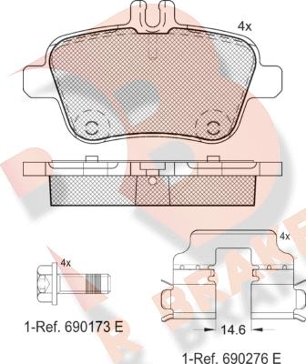 R Brake RB2039 - Kit pastiglie freno, Freno a disco autozon.pro