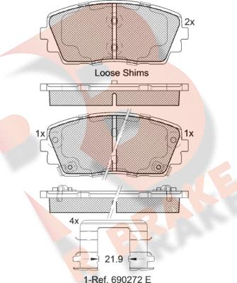 R Brake RB2034 - Kit pastiglie freno, Freno a disco autozon.pro