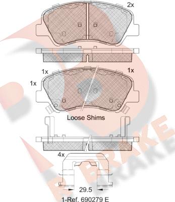 R Brake RB2035 - Kit pastiglie freno, Freno a disco autozon.pro