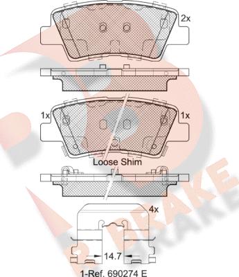 R Brake RB2036 - Kit pastiglie freno, Freno a disco autozon.pro