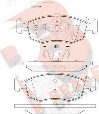 R Brake RB2033 - Kit pastiglie freno, Freno a disco autozon.pro