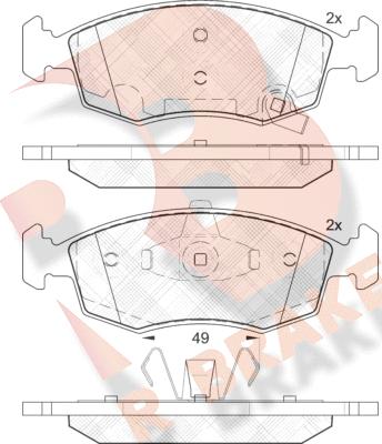 R Brake RB2032 - Kit pastiglie freno, Freno a disco autozon.pro