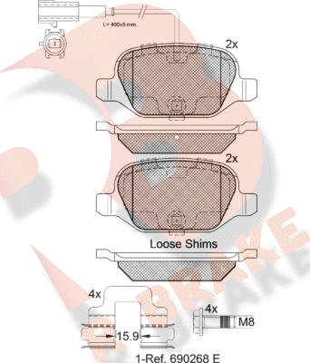 R Brake RB2037-203 - Kit pastiglie freno, Freno a disco autozon.pro