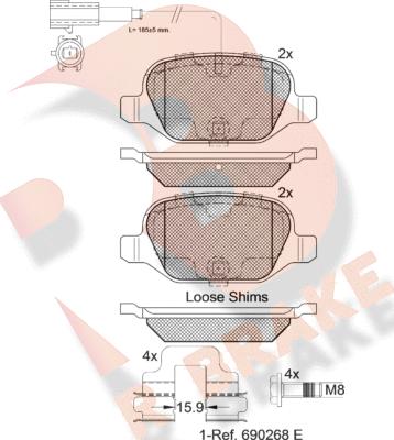 R Brake RB2037 - Kit pastiglie freno, Freno a disco autozon.pro