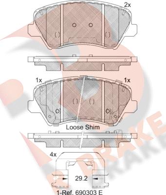 R Brake RB2029-203 - Kit pastiglie freno, Freno a disco autozon.pro