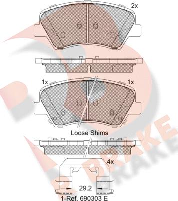 R Brake RB2029 - Kit pastiglie freno, Freno a disco autozon.pro