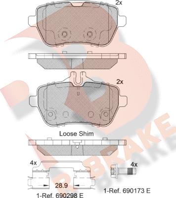 R Brake RB2076 - Kit pastiglie freno, Freno a disco autozon.pro