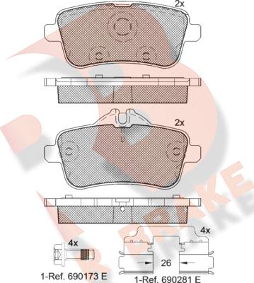 R Brake RB2072-066 - Kit pastiglie freno, Freno a disco autozon.pro