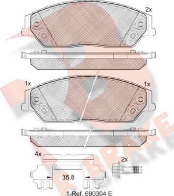 R Brake RB2077 - Kit pastiglie freno, Freno a disco autozon.pro