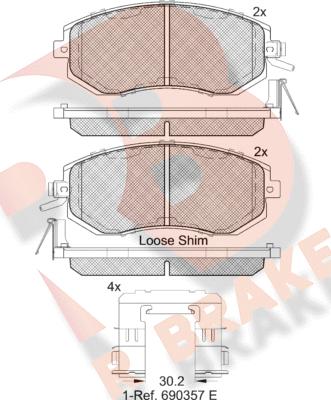 R Brake RB2199 - Kit pastiglie freno, Freno a disco autozon.pro