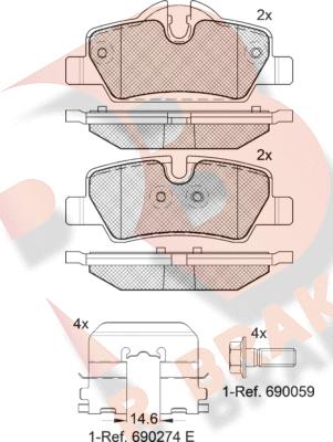 R Brake RB2190 - Kit pastiglie freno, Freno a disco autozon.pro