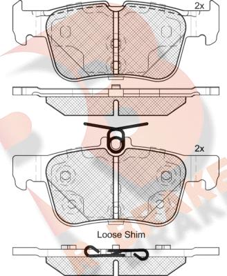 R Brake RB2198 - Kit pastiglie freno, Freno a disco autozon.pro