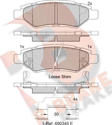 R Brake RB2142 - Kit pastiglie freno, Freno a disco autozon.pro