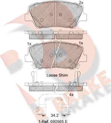 R Brake RB2147-203 - Kit pastiglie freno, Freno a disco autozon.pro