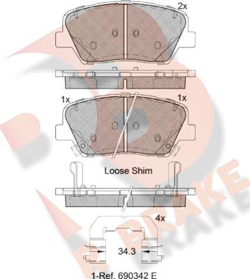 R Brake RB2147 - Kit pastiglie freno, Freno a disco autozon.pro