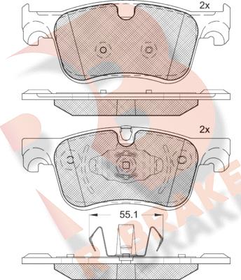 R Brake RB2158 - Kit pastiglie freno, Freno a disco autozon.pro