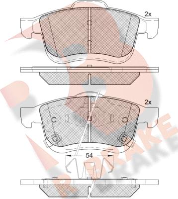 R Brake RB2165 - Kit pastiglie freno, Freno a disco autozon.pro