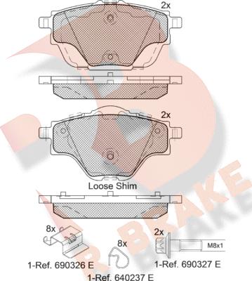 R Brake RB2161 - Kit pastiglie freno, Freno a disco autozon.pro