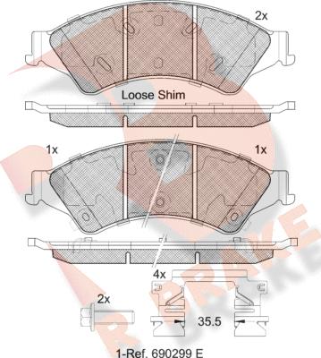 R Brake RB2109 - Kit pastiglie freno, Freno a disco autozon.pro