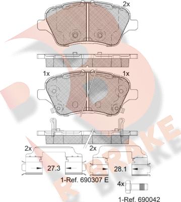 R Brake RB2108-203 - Kit pastiglie freno, Freno a disco autozon.pro