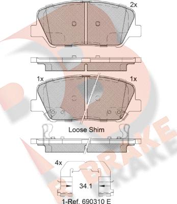 R Brake RB2102 - Kit pastiglie freno, Freno a disco autozon.pro