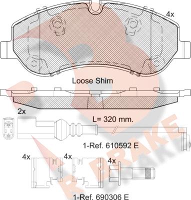 R Brake RB2119 - Kit pastiglie freno, Freno a disco autozon.pro