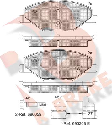 R Brake RB2110 - Kit pastiglie freno, Freno a disco autozon.pro