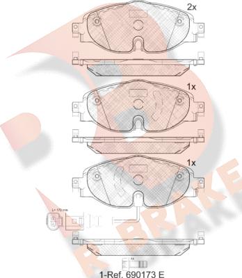 R Brake RB2111 - Kit pastiglie freno, Freno a disco autozon.pro