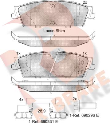 R Brake RB2139 - Kit pastiglie freno, Freno a disco autozon.pro