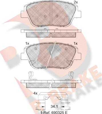 R Brake RB2136 - Kit pastiglie freno, Freno a disco autozon.pro