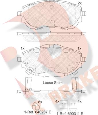 R Brake RB2129 - Kit pastiglie freno, Freno a disco autozon.pro