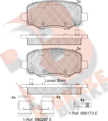 R Brake RB2176 - Kit pastiglie freno, Freno a disco autozon.pro