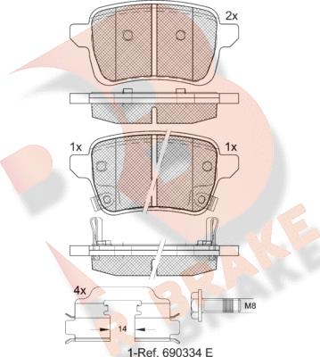 R Brake RB2170208 - Kit pastiglie freno, Freno a disco autozon.pro