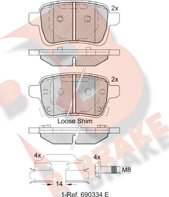 R Brake RB2170-203 - Kit pastiglie freno, Freno a disco autozon.pro