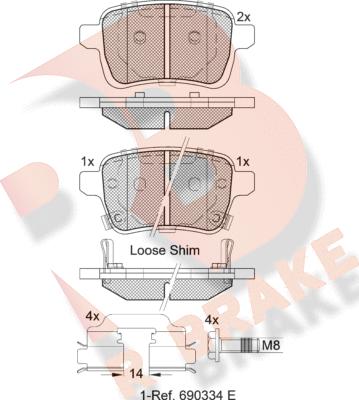 R Brake RB2170 - Kit pastiglie freno, Freno a disco autozon.pro