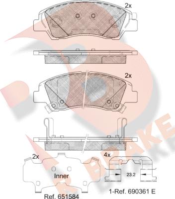 R Brake RB2178-233 - Kit pastiglie freno, Freno a disco autozon.pro