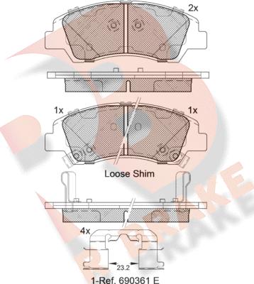 R Brake RB2178 - Kit pastiglie freno, Freno a disco autozon.pro