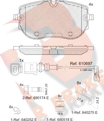 R Brake RB2394-208 - Kit pastiglie freno, Freno a disco autozon.pro