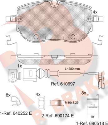 R Brake RB2394 - Kit pastiglie freno, Freno a disco autozon.pro